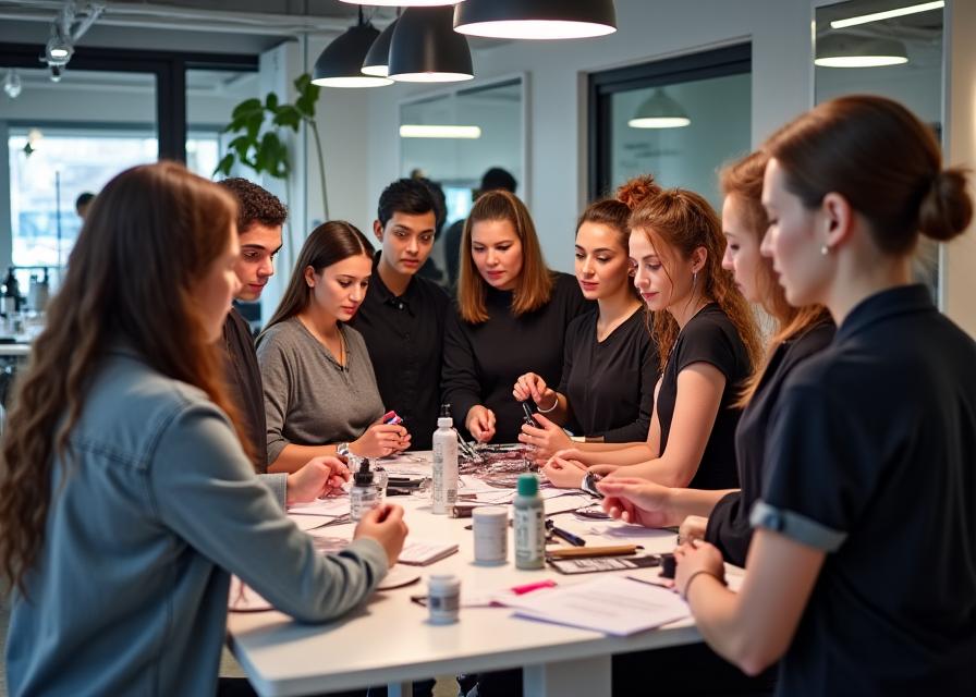 Équipe du salon en formation continue et innovation beauté